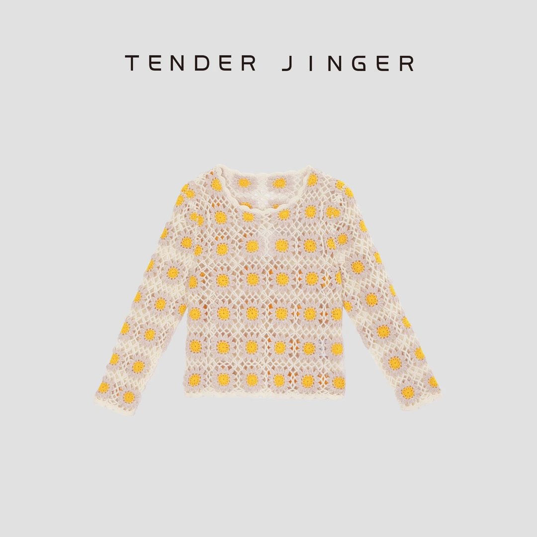 Tender Jinger【手工编织】羊毛手工钩花长袖毛衣T53BBS41334