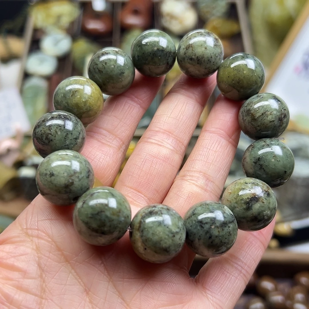 岫岩河磨玉（透闪石质玉）未镶嵌颈饰河磨玉卡17.6手串