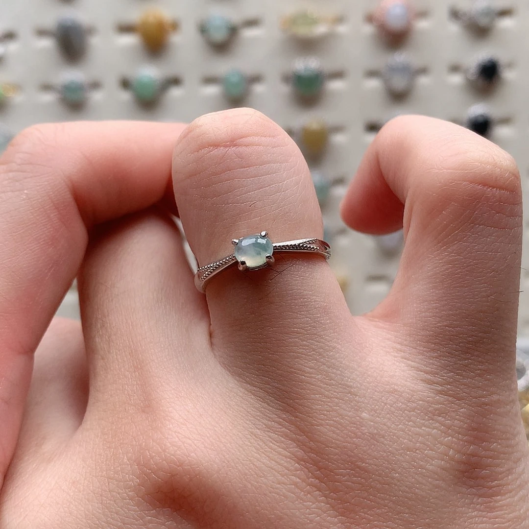 翡翠戒指银S925镶嵌0110