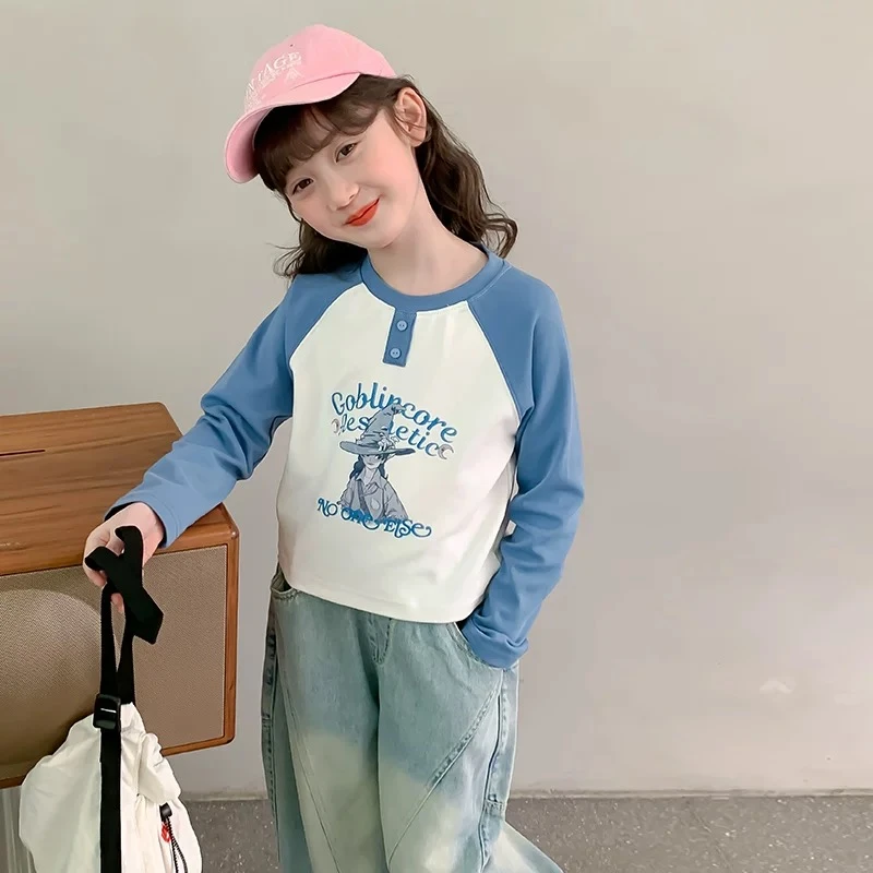 泡妈童装   春季儿童休闲女童男童长袖T恤10816