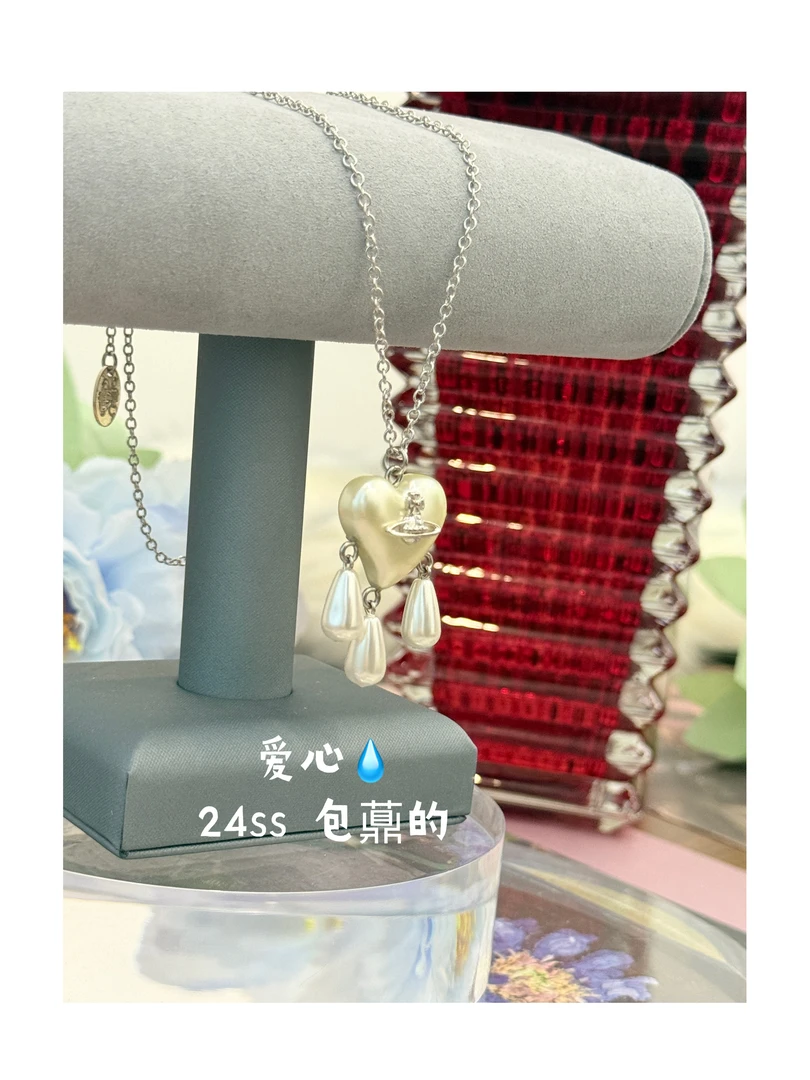 黄铜项链 【爱心水滴项链】 24s新品 可爱甜美银色百搭气质锁骨链