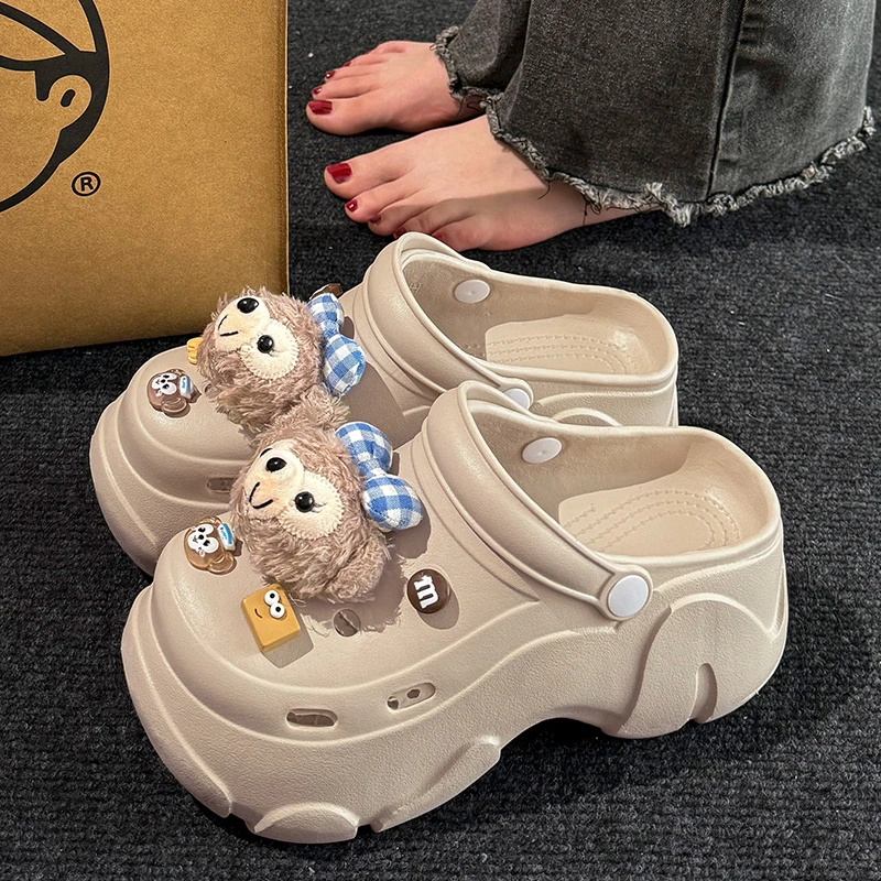 厚底增高踩屎感卡通洞洞鞋女款2025夏季新款爆款包头防滑外穿拖鞋