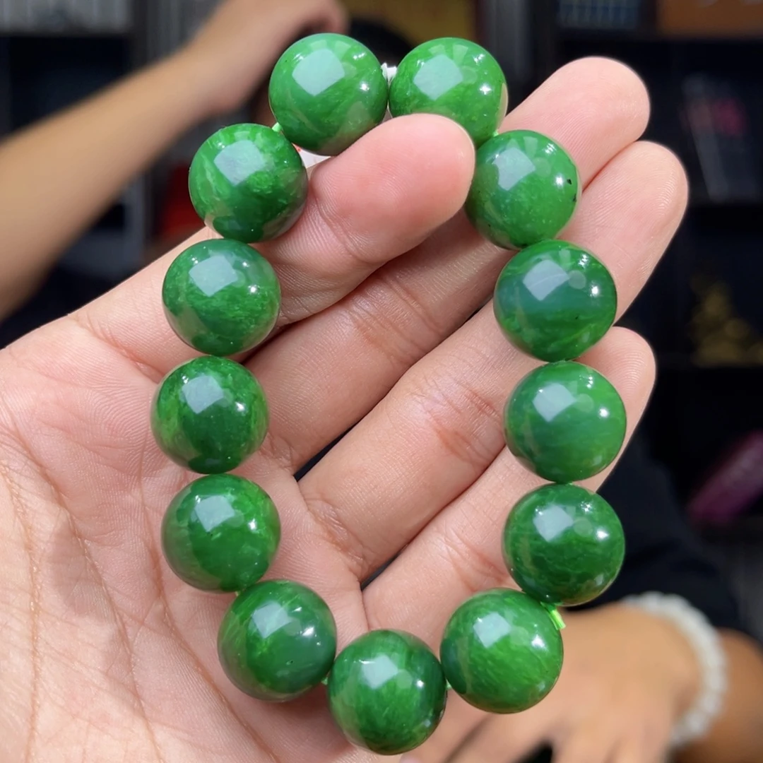 和田玉未镶嵌手串天然和田玉俄罗斯五号矿琉璃翠卡16