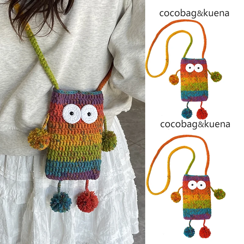 夏天夏季稀奇古怪丑萌小包包女士2025新款针织包渐变小怪兽斜挎包