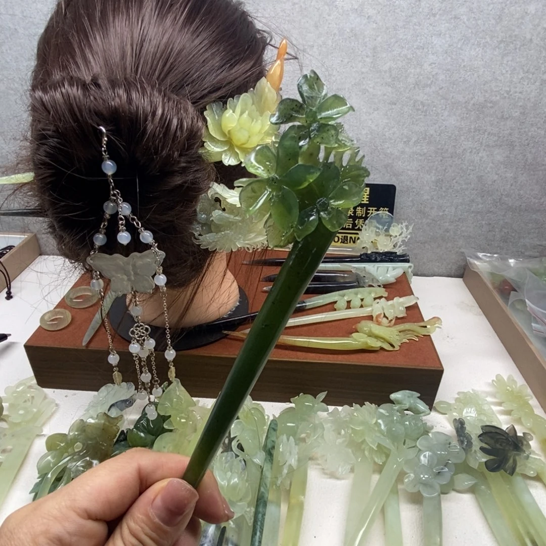 蛇纹石玉未镶嵌发饰