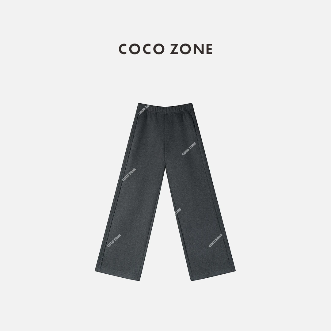 COCO ZONE 刘一一 “品质裤”加绒休闲裤冬季松紧腰直筒裤CC2D3322