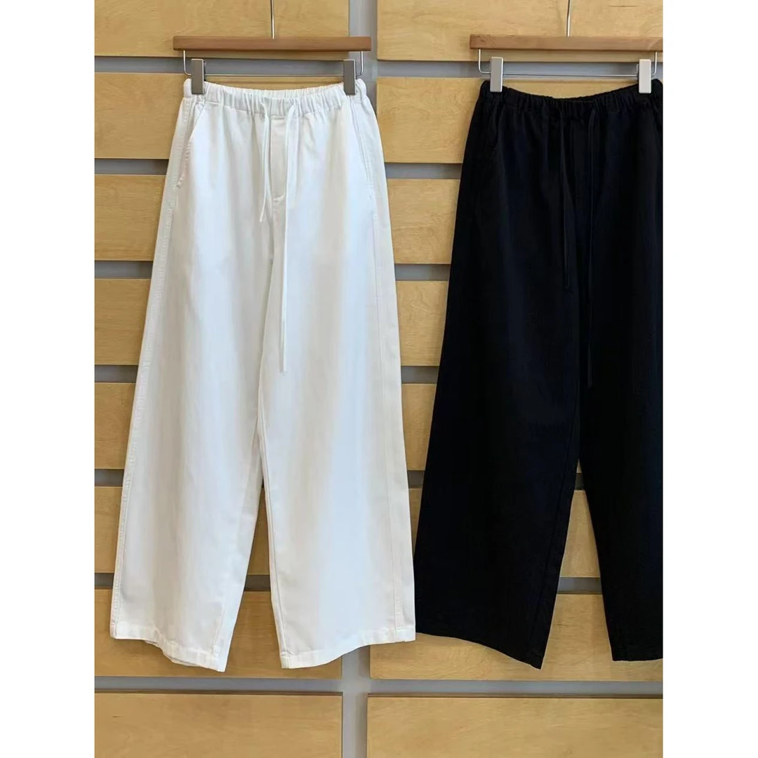 宝藏神裤！松紧腰抽绳系带休闲裤宽松阔腿直筒裤春秋简约百搭长裤