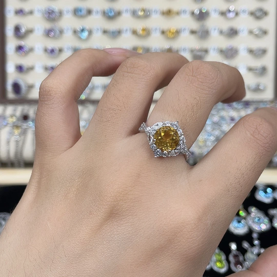 银S925镶嵌黄晶戒指