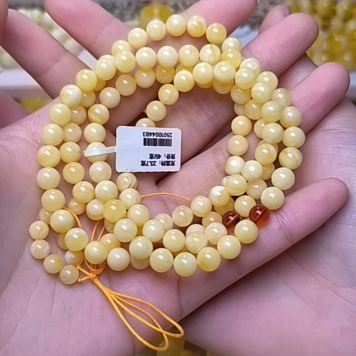 未镶嵌蜜蜡手串7加浓蜡奶豆圆珠108手串