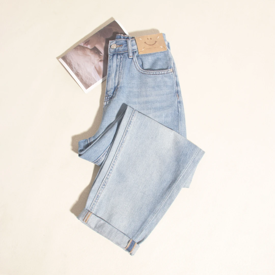 29085-薄款牛仔裤女夏季2025新款高腰显瘦老爹裤