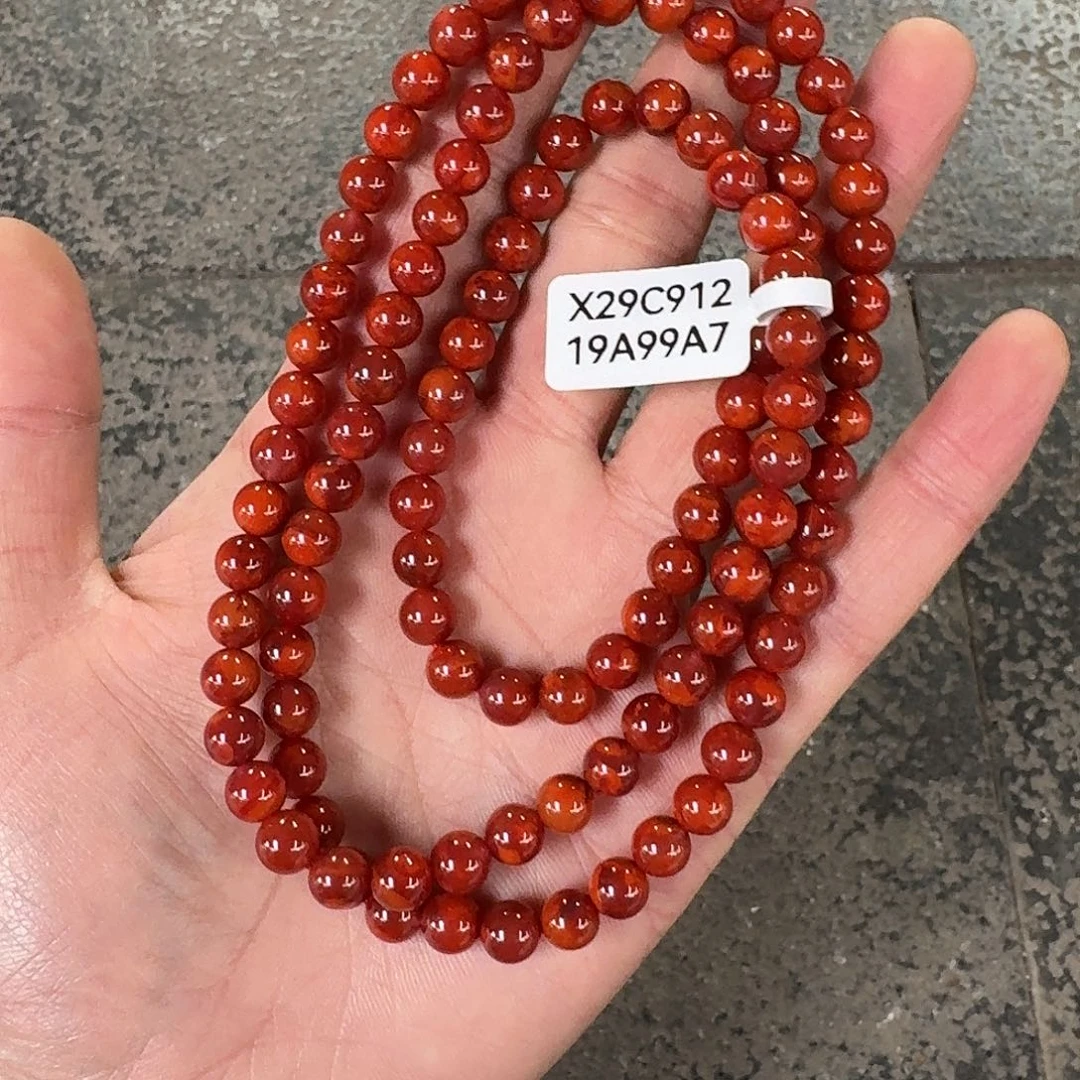 大***子南红玛瑙未镶嵌手链原矿南红项链7mm高品质妖火炎