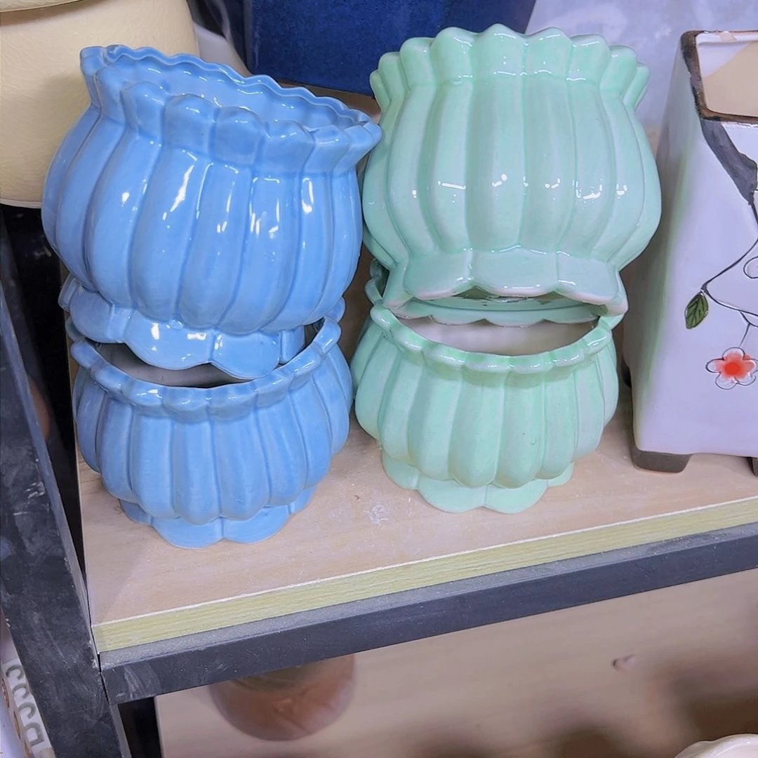 红陶陶瓷花盆当场满12包邮