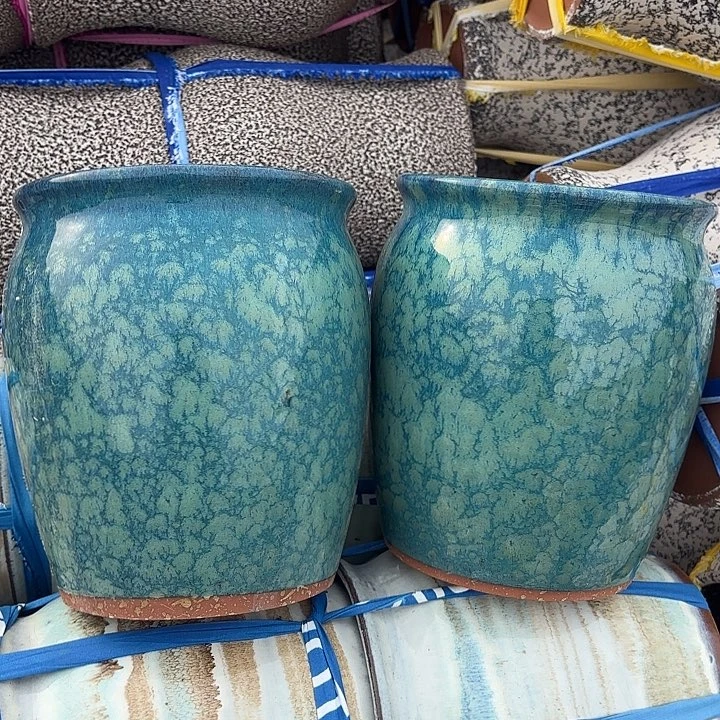 紫砂花盆绿两个口径18高度20