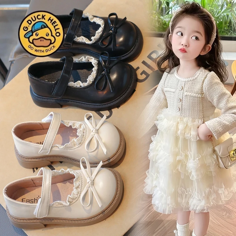 小黄鸭女童公主鞋2025新款儿童鞋子女孩公主鞋乐福鞋女宝单鞋皮鞋