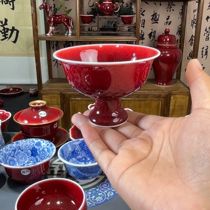 景德镇陶瓷浅行高足杯