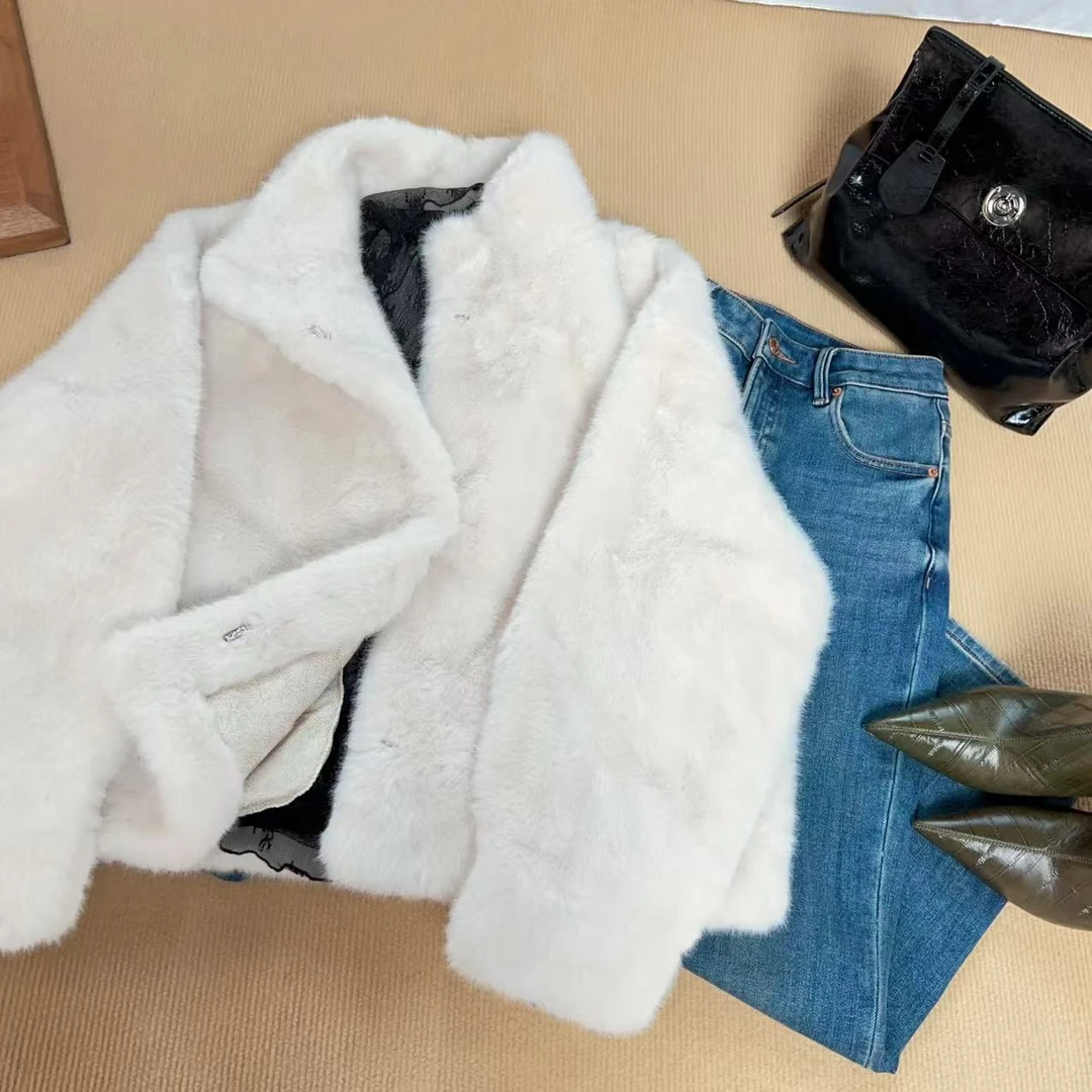 【小黑家】长57高端立领超保暖厚实防水貂皮毛一体百搭外套M1612