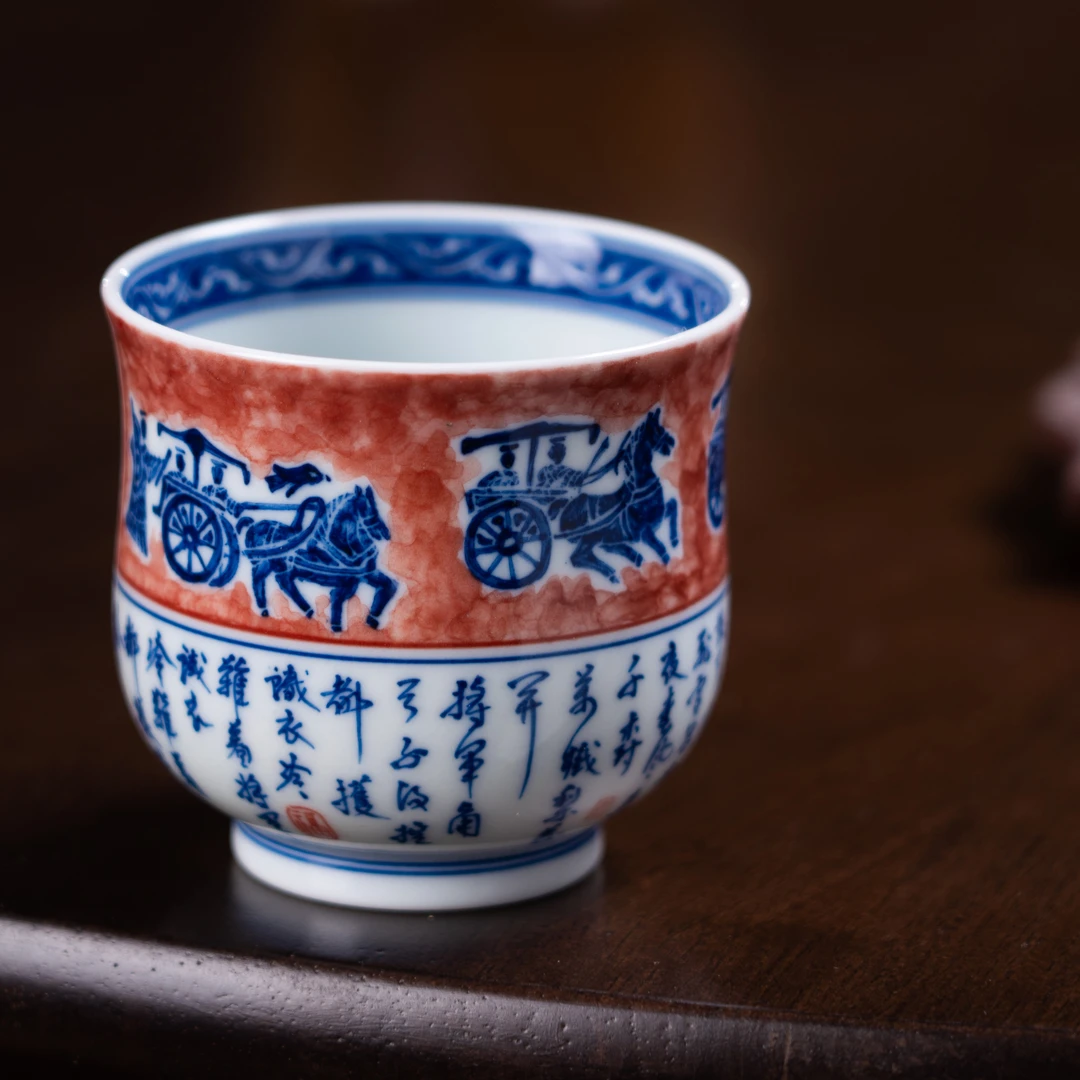 【YR】青花拓片（车马图）束腰杯 100cc