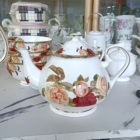 新疆西藏包邮金秋玫瑰手工拍金900毫升茶壶