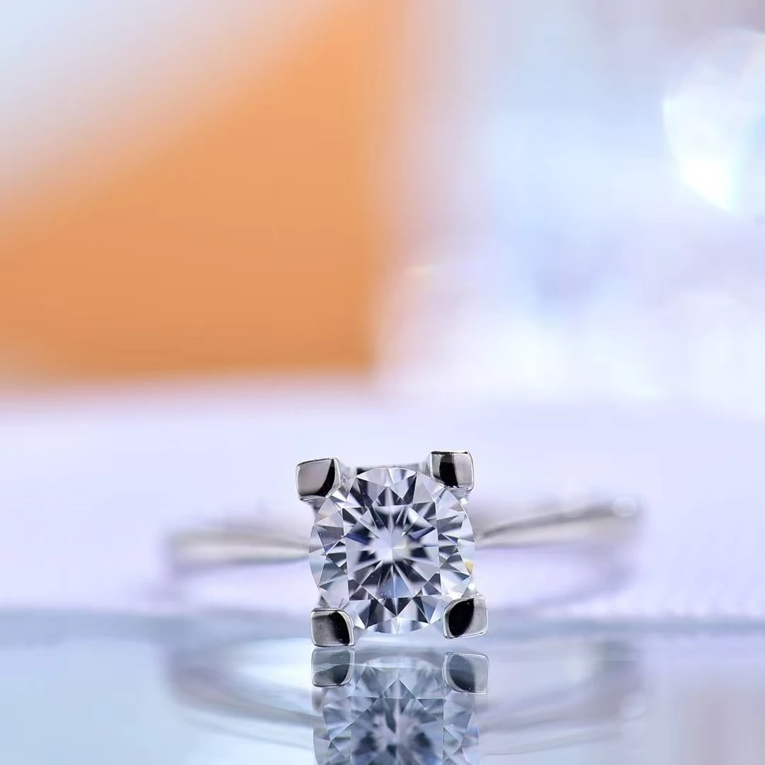 925银莫桑石银制品 （HW款)莫桑石戒指1~2克拉手工气质