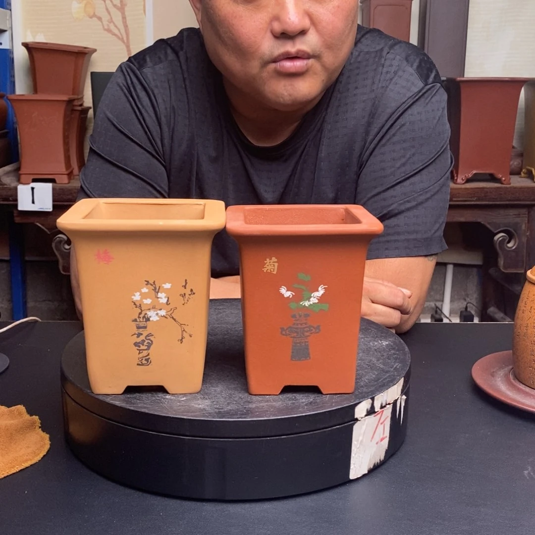 紫砂花盆货号一只两个方