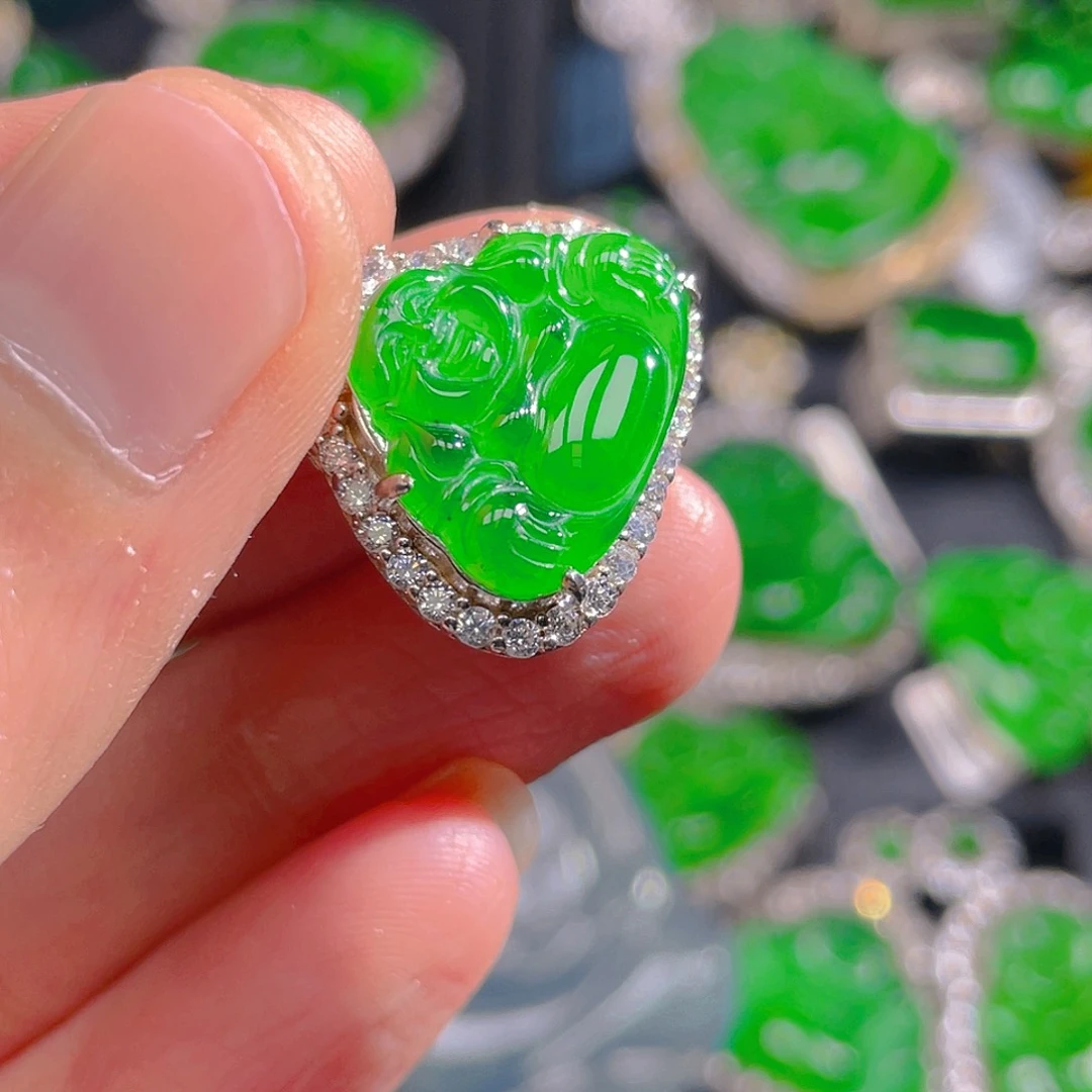 翡翠银S925镶嵌吊坠(不含链)