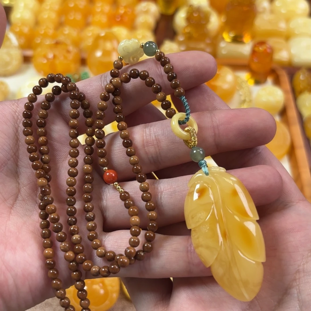 蜜蜡未镶嵌裸石树叶