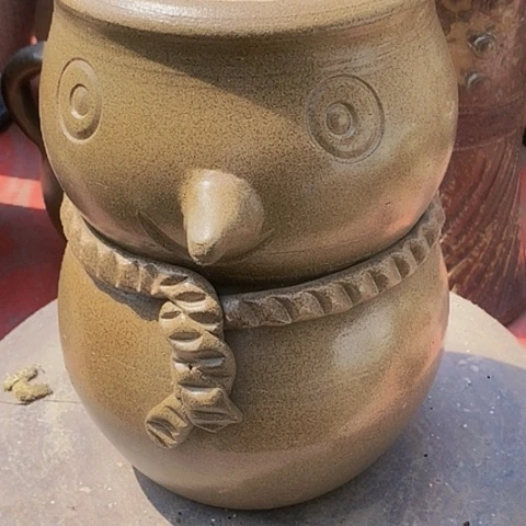 紫砂花盆口13.5高度21手工处理