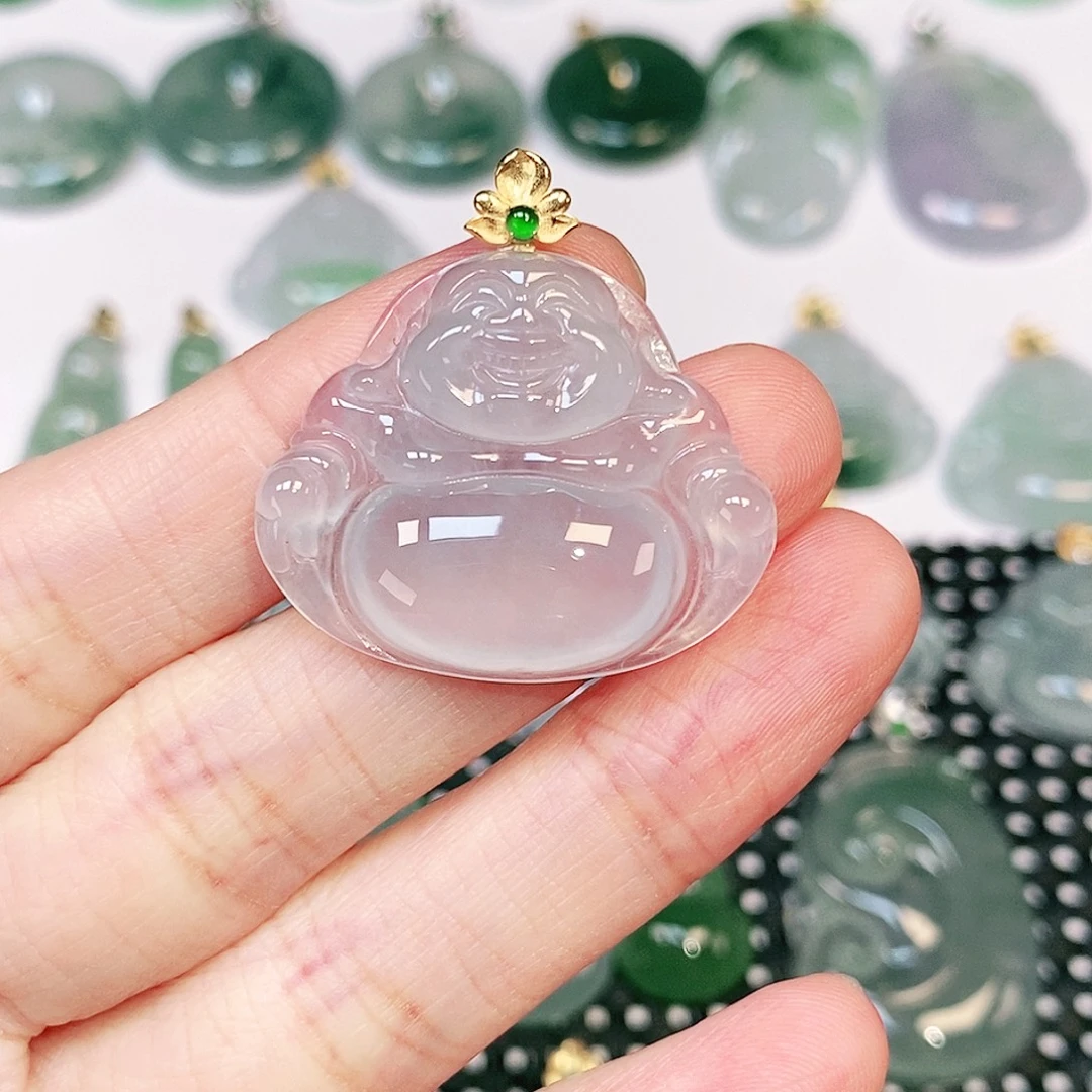 吊坠(不含链)18K金镶嵌翡翠