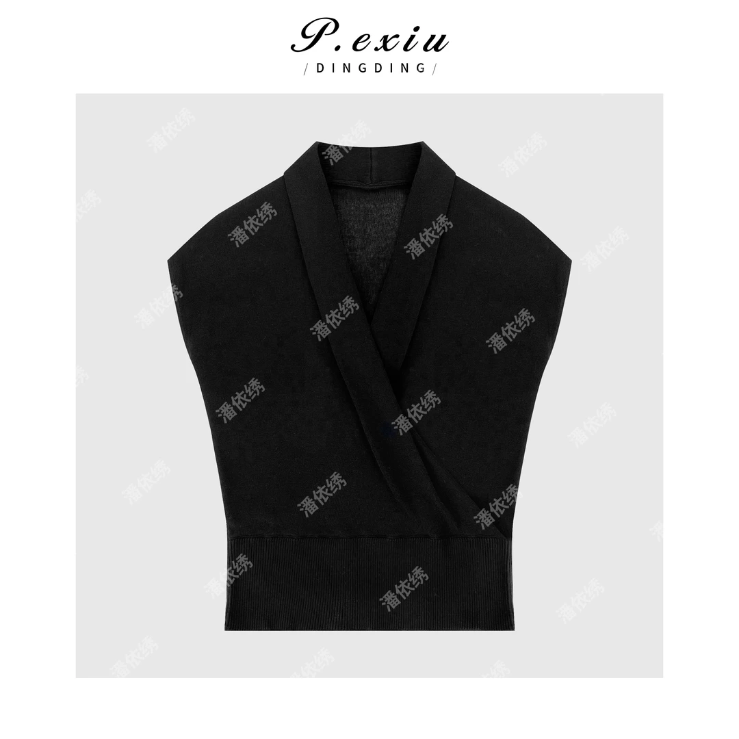 PanYiXiu/潘依绣100 天丝气质女神V领修身针织背心 ZZ0831