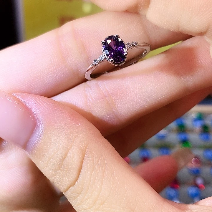 紫晶戒指银S925镶嵌戒指