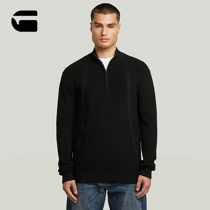G-STAR RAW25年秋季新品Structure舒适半拉链针织衫男士立领潮流