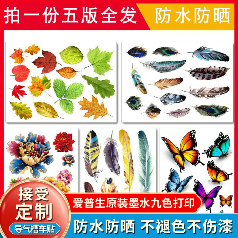 汽车蝴蝶羽毛小贴画车身保险杠划痕遮挡遮盖贴纸电动车防水车贴纸