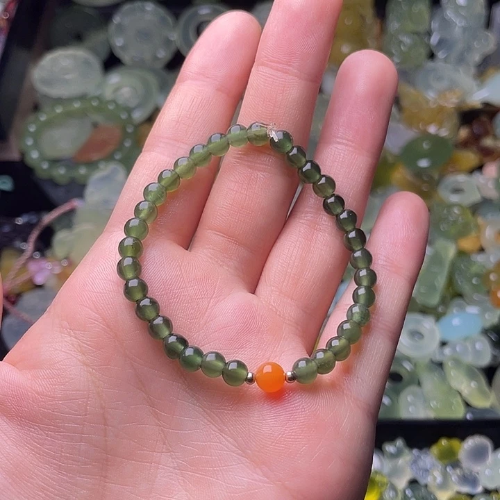 蛇纹石玉合金颈饰501手串