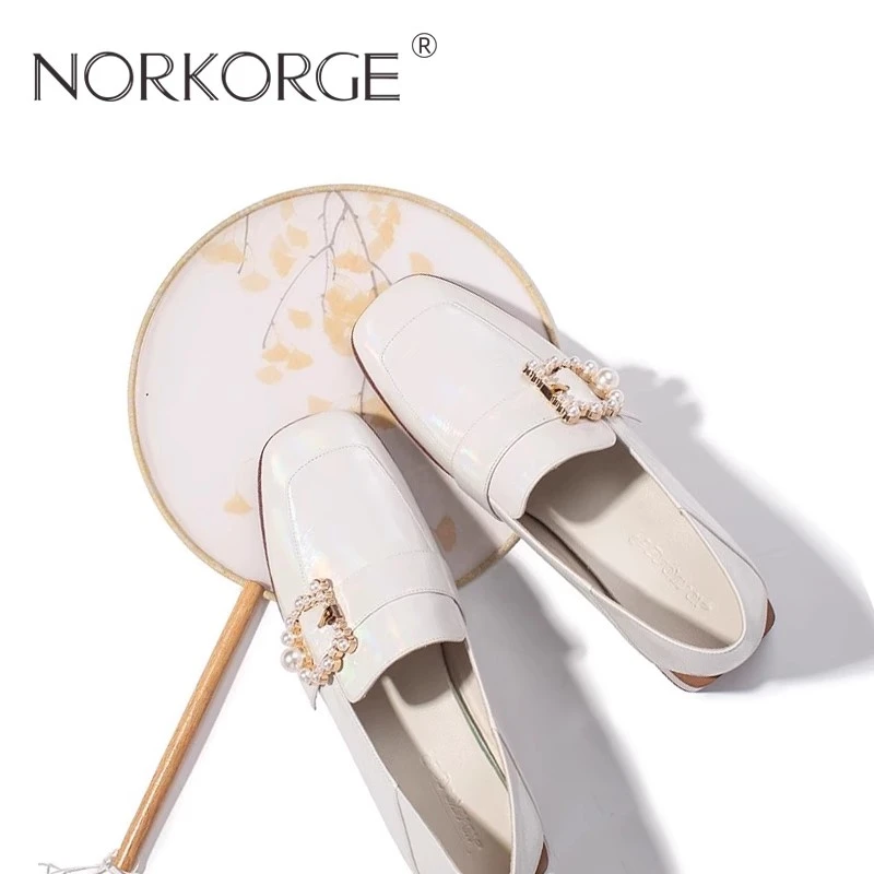 8036春小仙女复古乐福鞋单鞋女鞋真皮方头粗跟中跟温柔小皮鞋