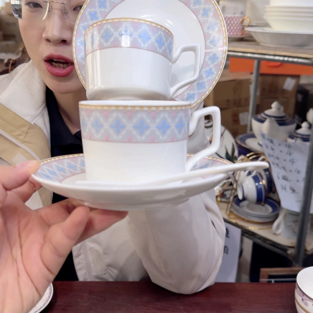 骨瓷骨瓷250ml咖啡杯碟2套（6件）