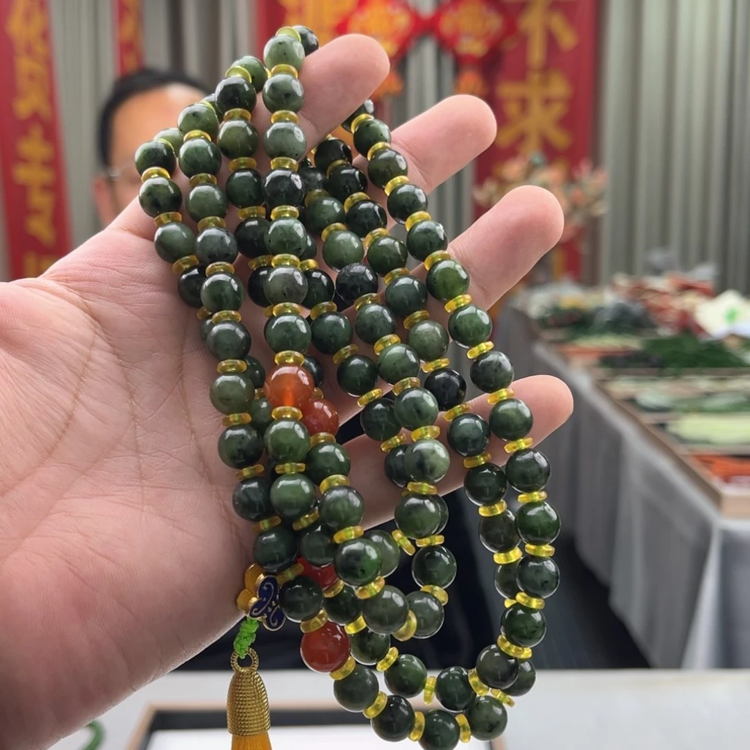 和田玉颈饰未镶嵌碧玉9mm108项链