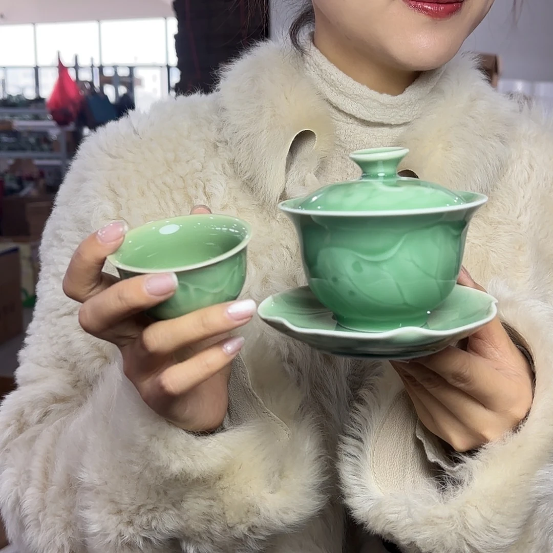 龙泉云间青瓷小米茶器