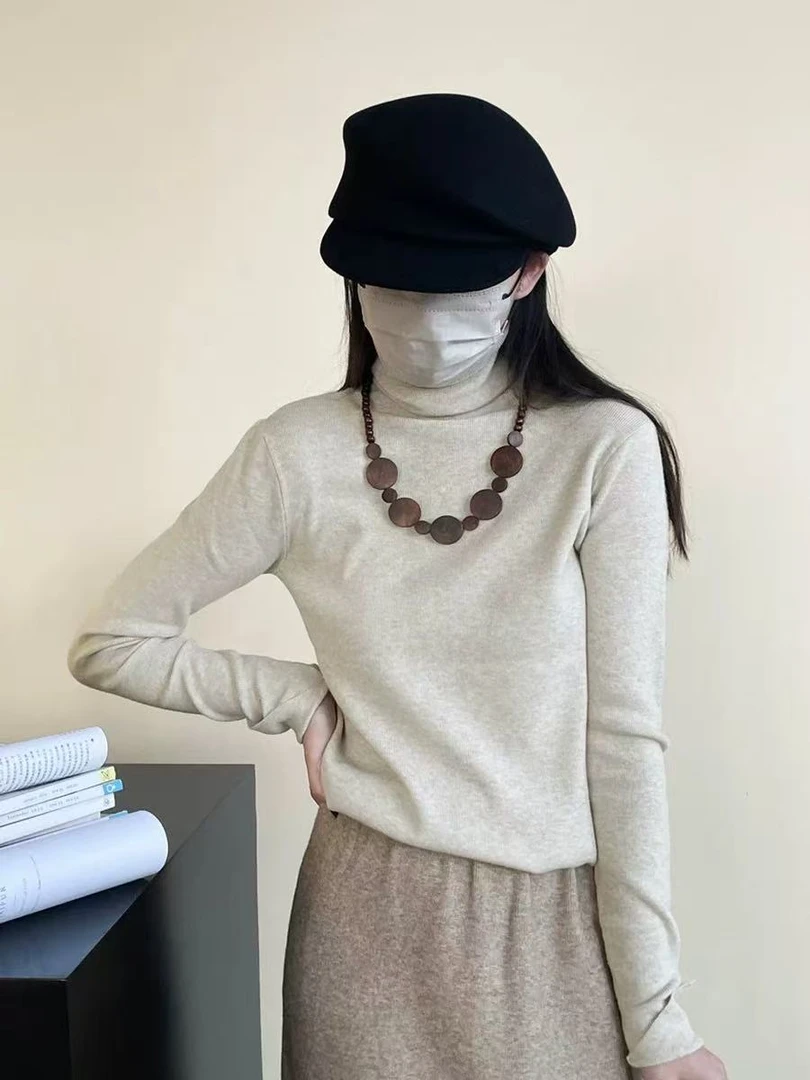 632  Y48堆堆领正肩内搭针织衫女欧打底衫高端欧货洋气上衣H32