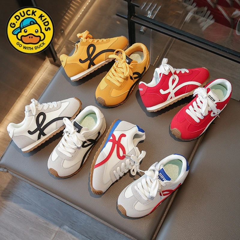 小黄鸭男女童运动鞋2025春季新款透气软底阿甘鞋时尚百搭德训鞋子