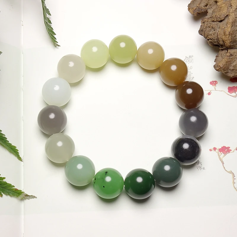 和田玉14MM多宝圆珠手串