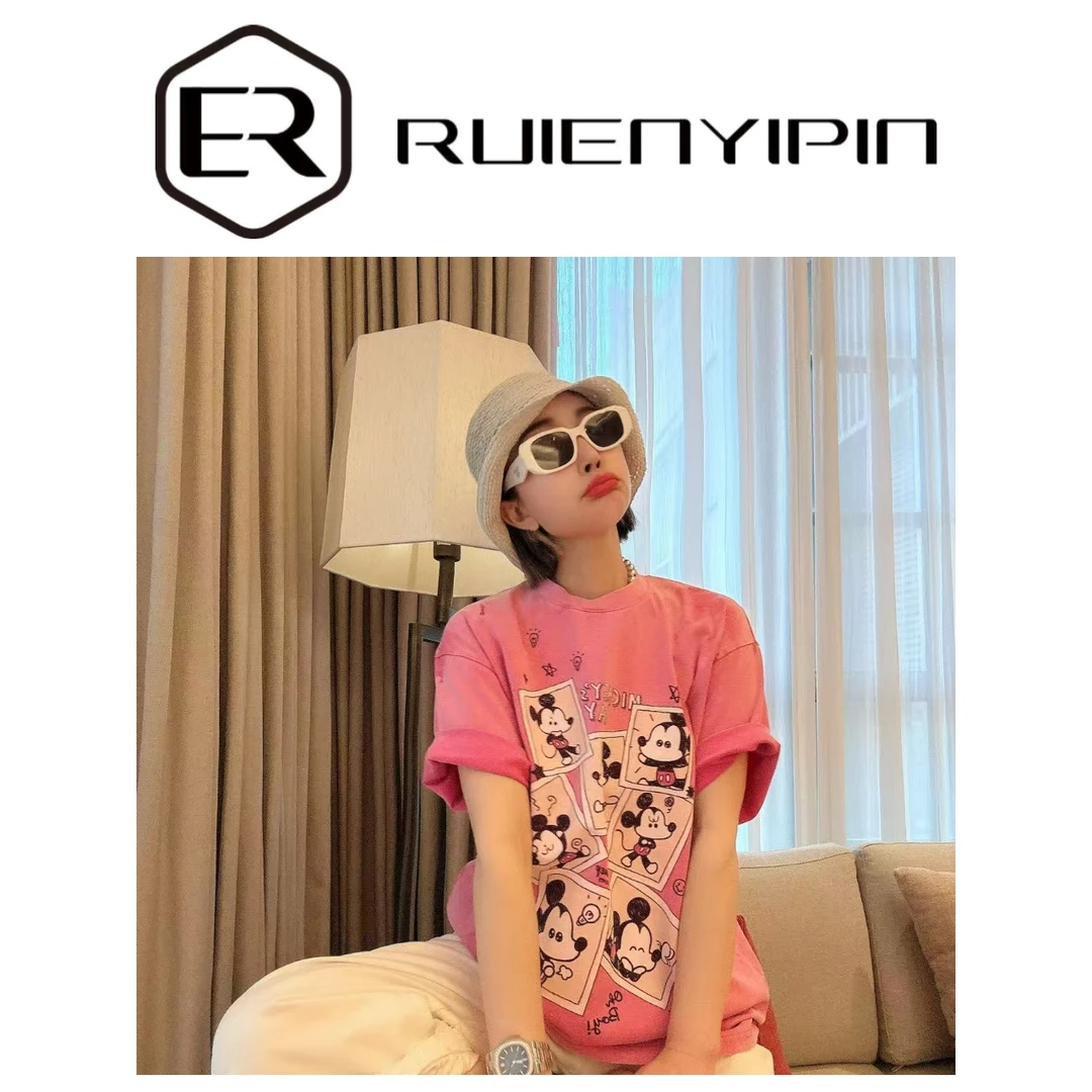 7109#【炫妈】照片米奇短袖T减龄时尚