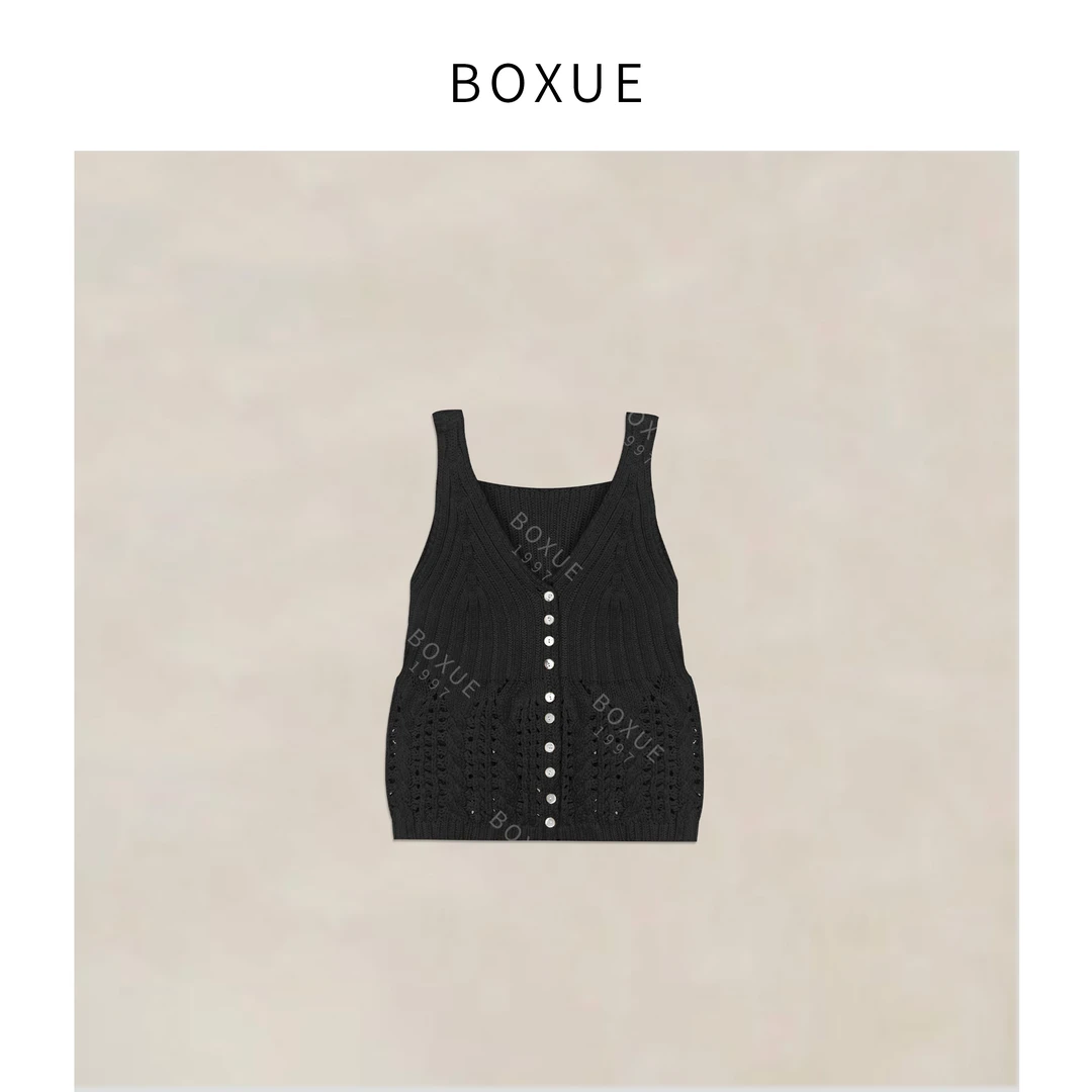 BOXUE‘’墨客‘’2025春季新款高级感纯色镂空轻奢 外套#250404W1546