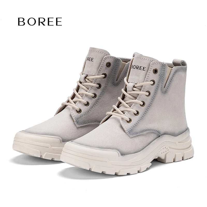 Boree/宝人女款马丁靴露营登山徒步运动户外工装软底防滑鞋冬季