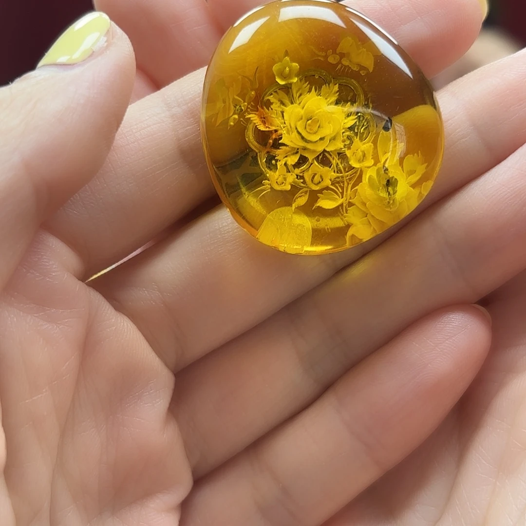 银S925镶嵌琥珀手链戒指