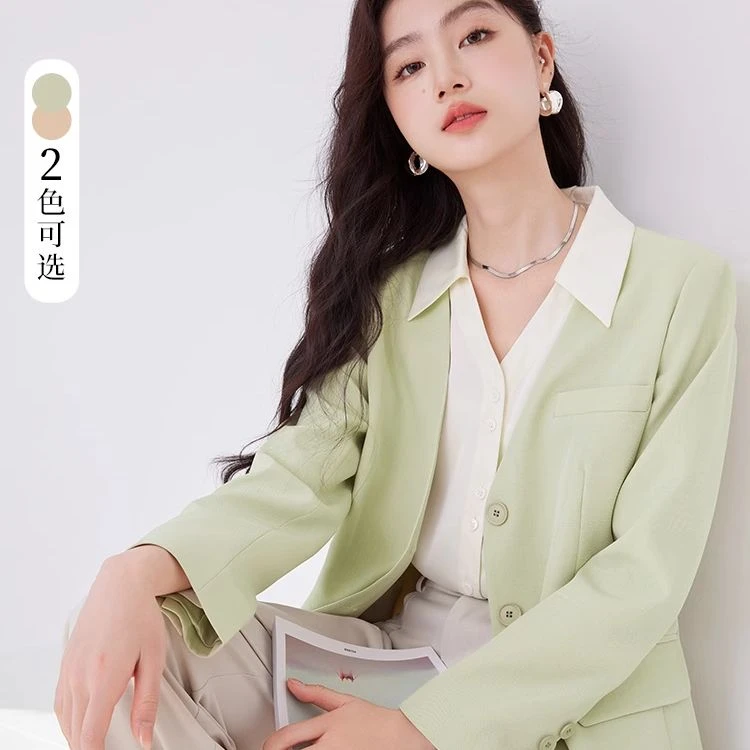 【大叔专享】I841214西装 香影v领西装外套法式高级薄荷曼波