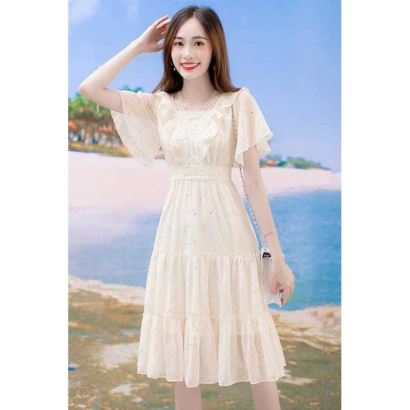 纯欲慵懒风女装重磅超仙连衣裙2024年新款小清新收腰裙子女夏温柔