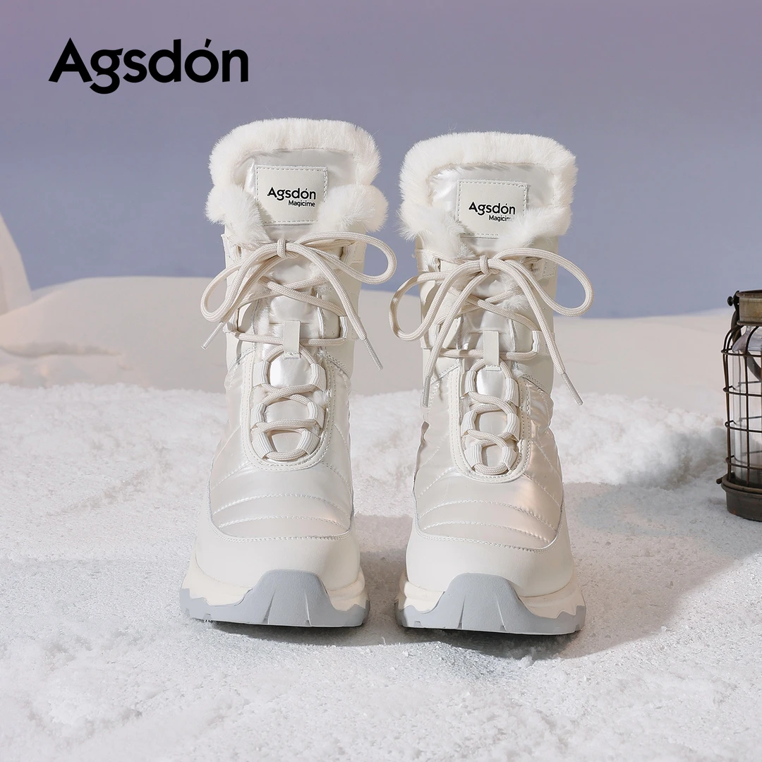 奥古狮登户外加绒雪地靴女款2025新款冬季厚底运动棉鞋马丁短靴子