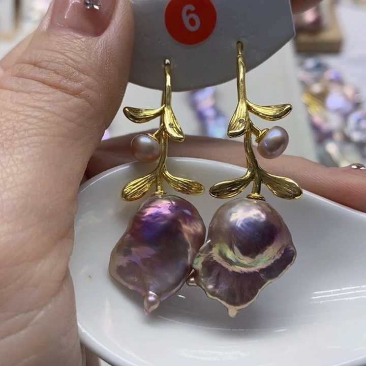 银S925镶嵌耳饰淡水珍珠