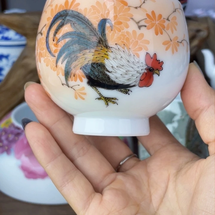 杯主人杯手绘釉下彩