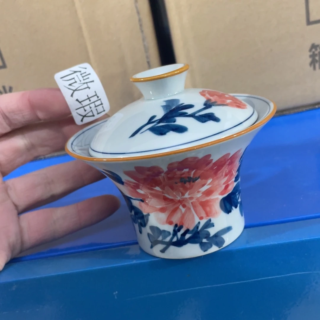 釉下手绘茶具微瑕